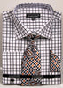 Avanti Uomo Men's DN72M Square French Cuff Shirts Tie Set with Cuff Links