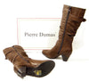 Pierre Dumas Full Zipper Scrunched Buckle Accent Brown Boots Rosina-6