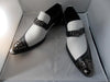New Men's Fiesso Black/White Pointed Shoes with Spikes FI 6827