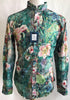 Lanzzino Floral Print Long Sleeves Party Casual Green Shirt