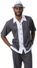 Montique Color Block 2 Pc Shirt and Pants Walking Set 2072