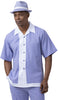 Montique Color Block 2 Pc Shirt and Pants Walking Set 2072