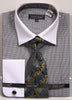 Avanti Uomo Men's DN74M Blue Herringbone Cotton Dress Shirt Tie Set