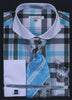 Daniel & Ellissa DS3767P2 Men's Multi Checker French Cuff Shirts with Cuff Links
