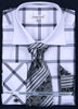 Daniel & Ellisa DS3768P2 Men's Multi Checker French Cuff Shirts with Cuff Links
