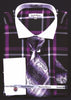 Daniel & Ellisa DS3771P2 Men's Checker Pattern French Cuff Shirts with Cuff Links
