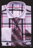 Daniel & Ellisa DS3771P2 Men's Checker Pattern French Cuff Shirts with Cuff Links