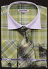 Daniel & Ellisa DS3772P2 Men's Checker Pattern Multi Color French Cuff Shirts with Cuff Links