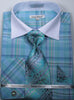 Daniel & Ellisa DS3772P2 Men's Checker Pattern Multi Color French Cuff Shirts with Cuff Links