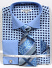 Daniel & Ellisa DS3782P2 Men's Checker Pattern French Cuff Shirts with Cuff Links