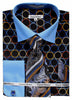 Daniel & Ellisa DS3784P2 Men's Circle Printed Tone on Tone Collar French Cuff Shirts with Cuff Links