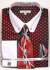Daniel Ellissa Black/Red Polka Dot Shirt with Tie  Cufflinks and Collar Bar DS3791P2