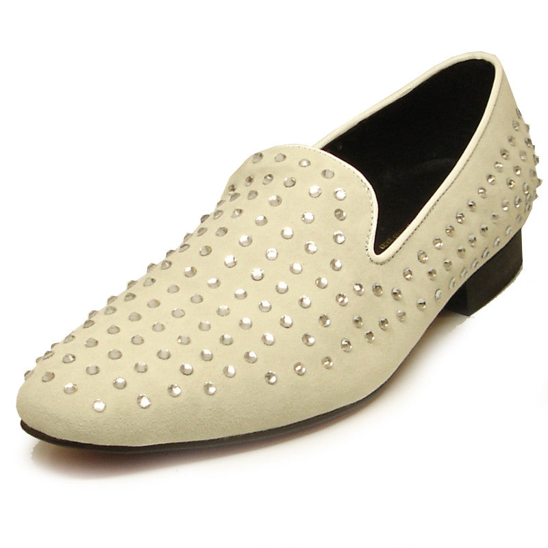Fiesso by Aurelio Garcia Off White Rhinestones Suede Dress Shoes FI 68 Fiesso by Aurelio Garcia Off White Rhinestones Suede Dress Shoes FI 68