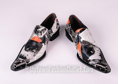 Fiesso Marilyn Monroe Print Pointed Metal Toe Slip on Shoes FI 6867