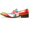 Fiesso Pointed Gold Metal Tip Red Paint Dress Shoes FI 6950