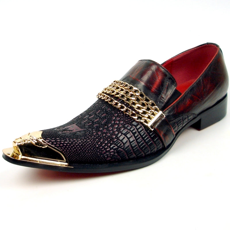 Fiesso Black Suede With Black Crystals and Metal Tip Slip-on Shoe FI 6968 main image 0
