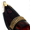 Fiesso Burgundy Snake Print Leather Pointed Toe Metal Tip Shoes FI 7435