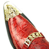 Fiesso Red Croco Print Patent Leather Pointed Metal Toe Shoes FI 7513