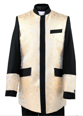 Men's Preaching Clergy Jacket Black/Cream