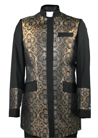 Men's Preaching Clergy Jacket Black/Gold