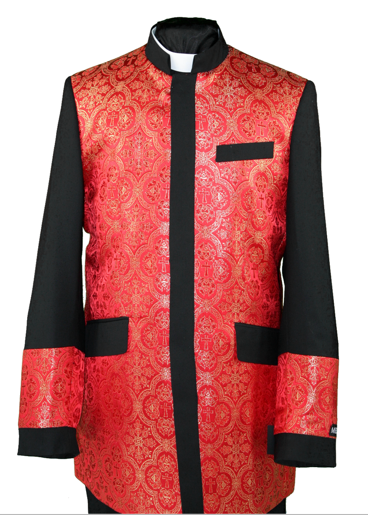 Preach Jacket Men's Preaching Clergy Jacket Black/Red | Uptown Fashion Outlet