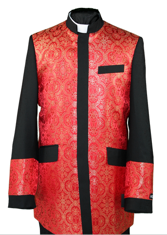 Men's Preaching Clergy Jacket Black/Red