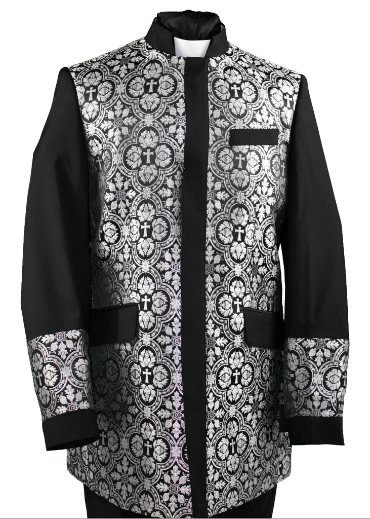 Preach Jacket Men's Preaching Clergy Jacket Black/Silver | Uptown Fashion Outlet