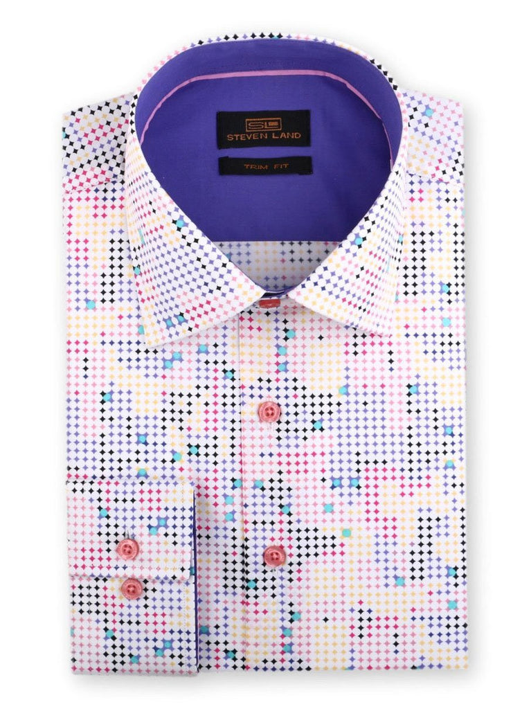 Steven Land Multi Color Purple Dress Shirt TA1801