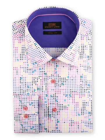 Steven Land Multi Color Purple Dress Shirt TA1801