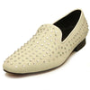 Men's Fiesso Off White Suede with Clear Rhinestones Slip On Shoes FI 6853