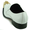 Men's Fiesso White Leather Slip on Shoes with Gun Pointed Metal Toe FI 6909
