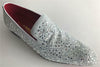 Fiesso White Suede Silver Rhinestones Formal Entertainer Slip on Shoes FI 7415