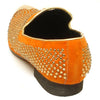 Men's Fiesso Orange Suede with Gold Crystals Metal Tip Slip On Shoes FI 6968