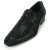 Men's Fiesso Suede Black Crystals Entertainer Fashion Slip On Shoes FI 7101