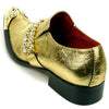 Men's Fiesso Gold Designer Rhinestones Pointed Metal Tip Shoes FI 7460