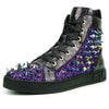 Encore by Fiesso Purple High Top Sneakers with Glitter and Spikes FI 2369