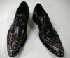 Fiesso Men's Black Floral Leather Metal Toe Lace Up Wing Tip Dress Shoes FI 6840