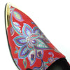 Men's Fiesso Red Suede Floral Design Loafer Metal Tip Dress Shoes FI 7133