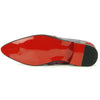 Men's Fiesso Red Suede Floral Design Loafer Metal Tip Dress Shoes FI 7133