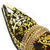 Men's Fiesso Gold Embossed Paisley Gold Chain Pointed Metal Tip Shoes FI 7462
