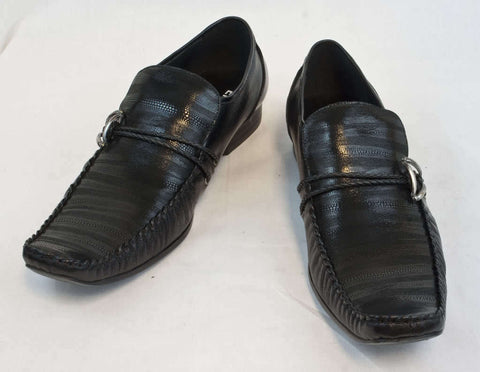 New Encore Dress Shoes by Fiesso Black 2 Braided Straps, Leather, FI6620