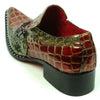 Men's Fiesso Red Green Alligator Print Chain Slip On Pointed Toe FI 7393