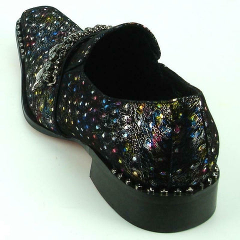 Men's Fiesso Multi color Designer Rhinestones Strap Slip on Shoes FI 7287-2