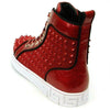 Encore by Fiesso Red Fashion High Top Sneakers with Spikes FI 2364
