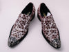 New Men's Red Fiesso Silver Foil Metal Toe Slip on Shoes with Spikes FI 6842