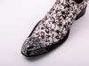 New Men's Red Fiesso Silver Foil Metal Toe Slip on Shoes with Spikes FI 6842