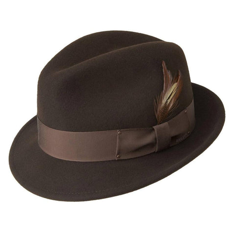 Men's Bailey Of Hollywood Litefelt Wool Center Dent Tino 7001 Fedora Brown