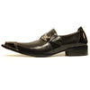 New Men's Fiesso Black Patent Dress Shoes with Buckle FI 6729