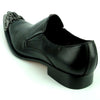 Men's Fiesso Black Leather Slip on Shoes with Gun Pointed Metal Toe FI 6909