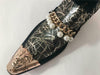 Men's New Fiesso Gold Slip on Shoes with Gold Pointed Metal Toe FI 7130